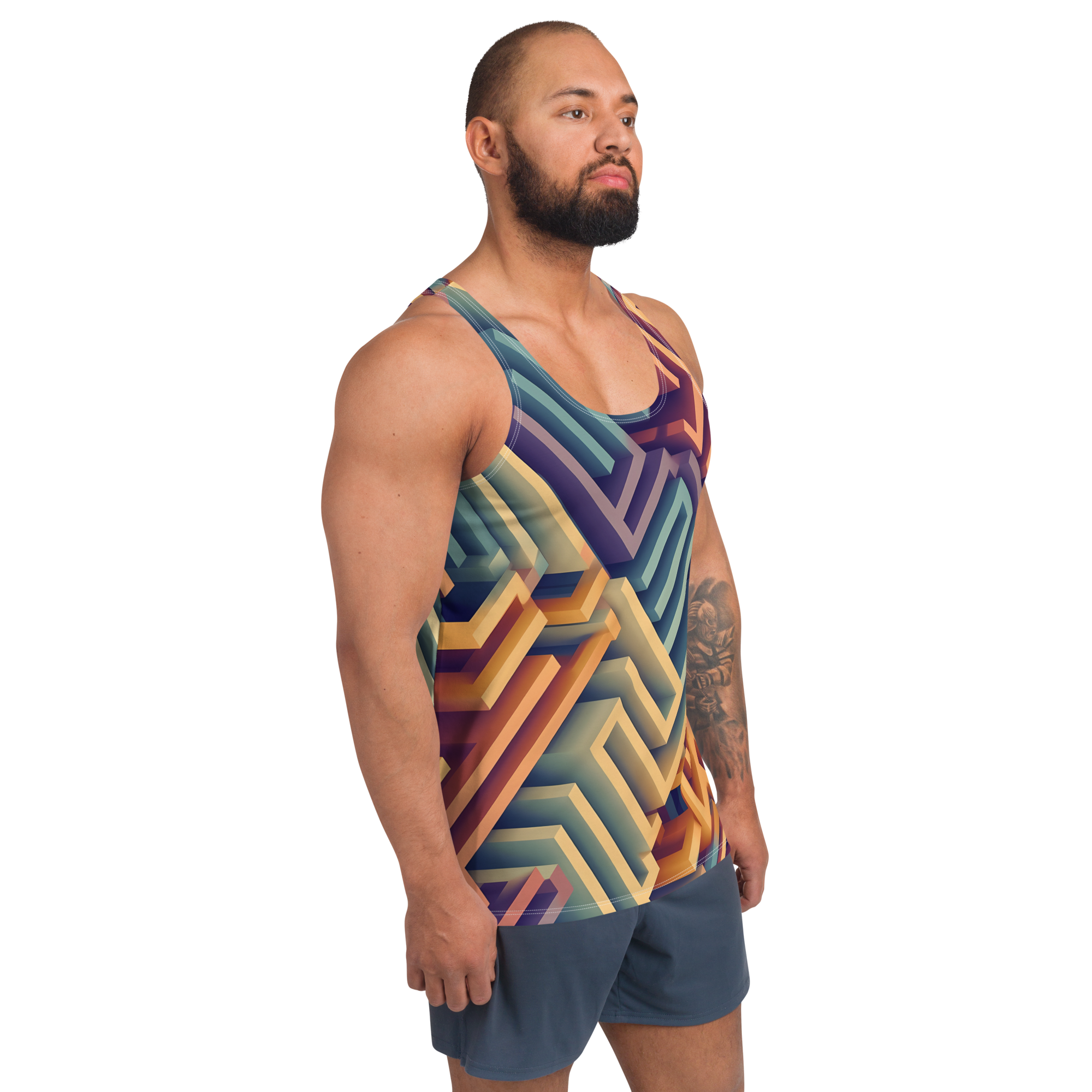 3D Maze Illusion | 3D Patterns | All-Over Print Men's Tank Top - #3