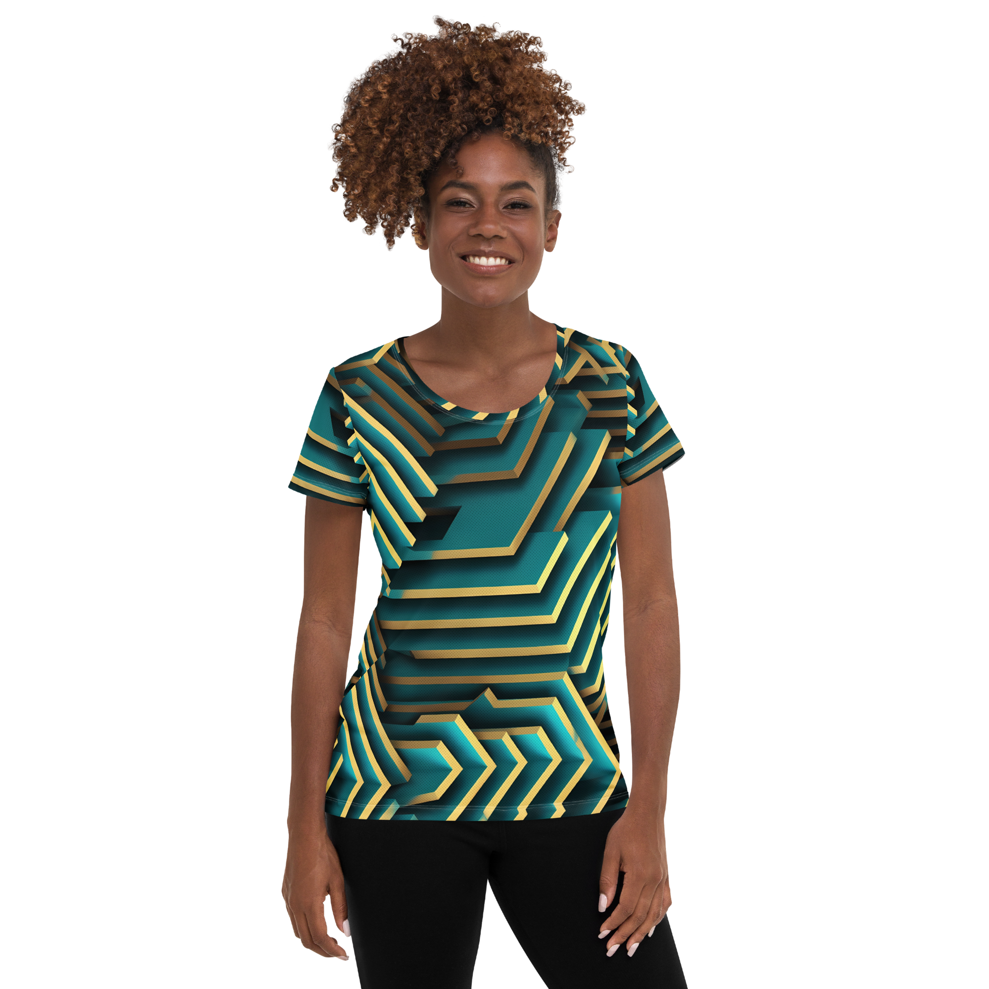 3D Maze Illusion | 3D Patterns | All-Over Print Women's Athletic T-Shirt - #5
