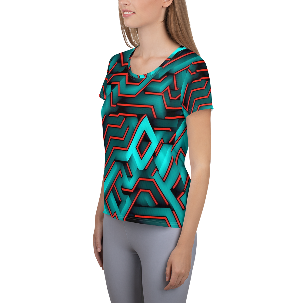 3D Maze Illusion | 3D Patterns | All-Over Print Women's Athletic T-Shirt - #2