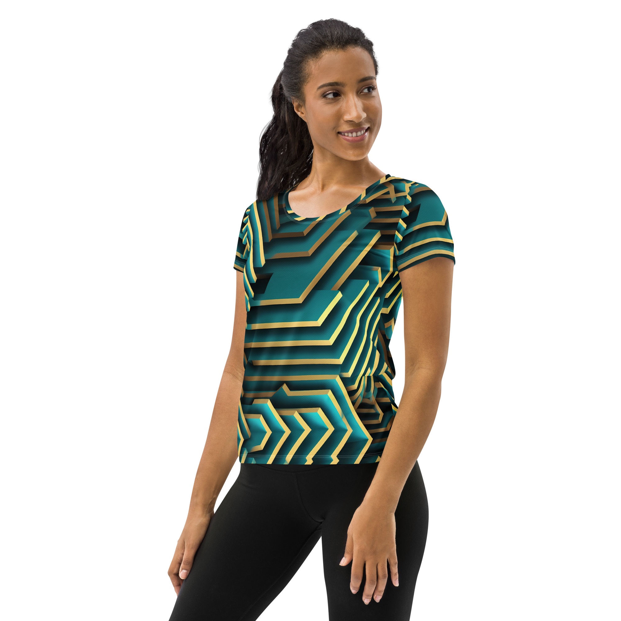 3D Maze Illusion | 3D Patterns | All-Over Print Women's Athletic T-Shirt - #5