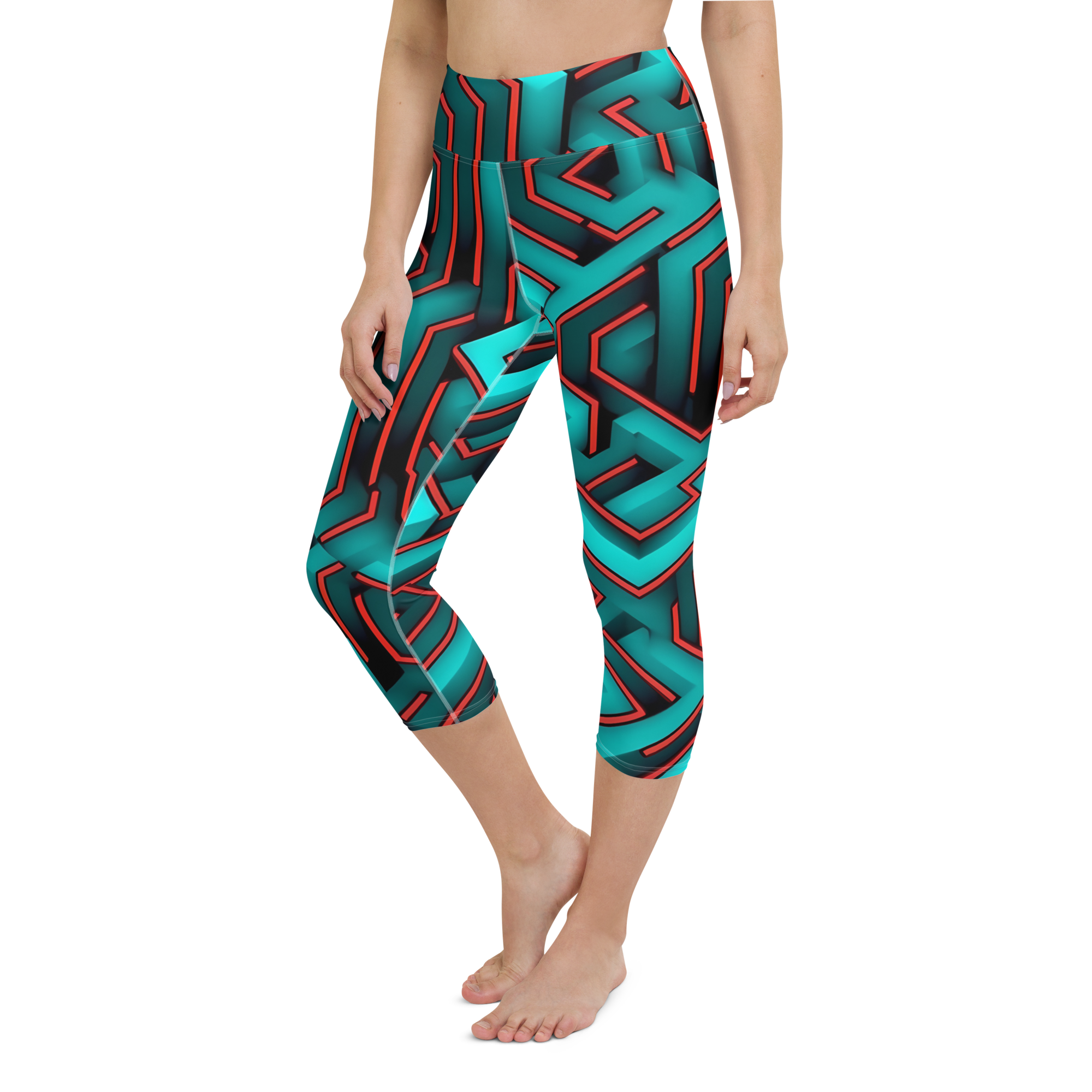 3D Maze Illusion | 3D Patterns | All-Over Print Yoga Capri Leggings - #2