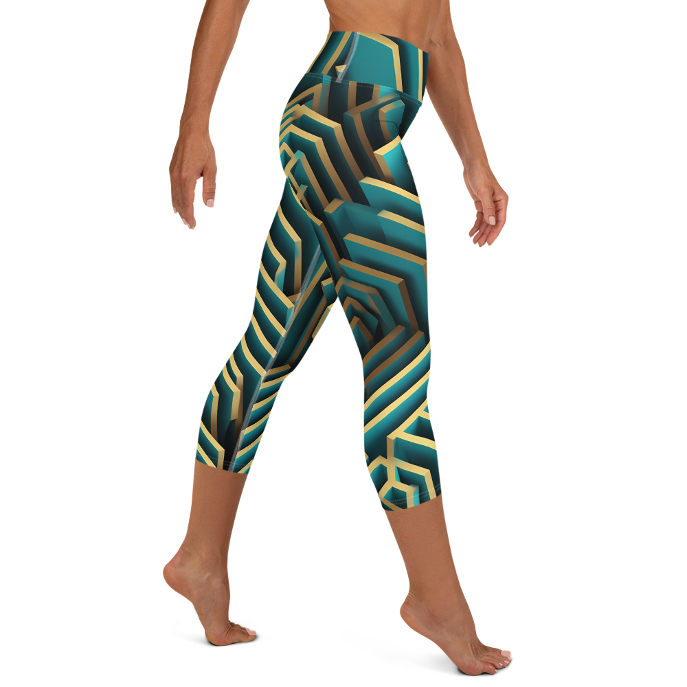 3D Maze Illusion | 3D Patterns | All-Over Print Yoga Capri Leggings - #5