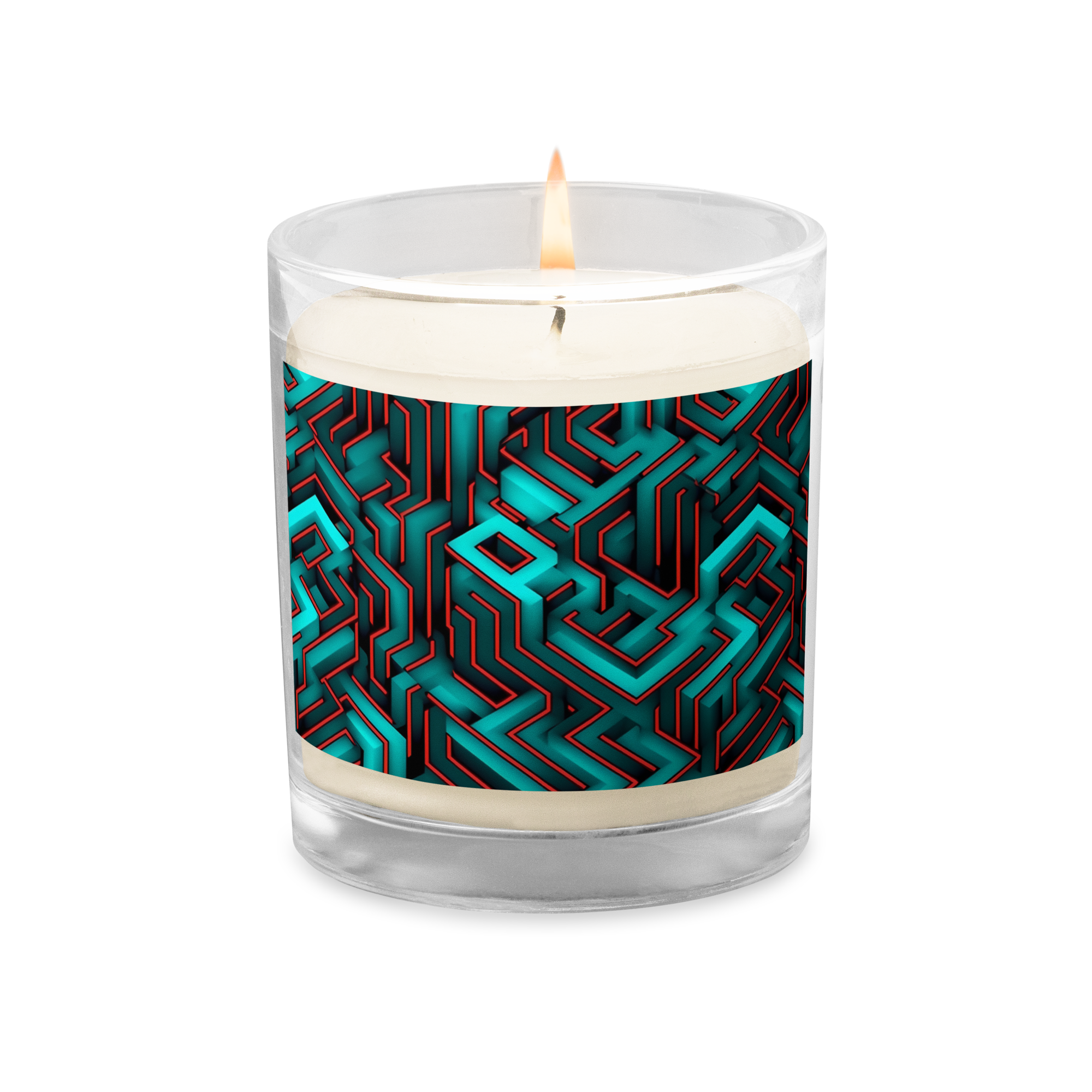 3D Maze Illusion | 3D Patterns | Glass Jar Soy Wax Candle - #2