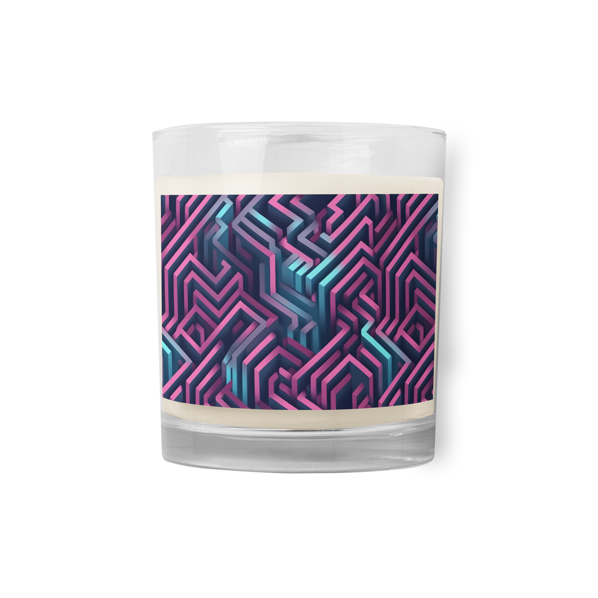 3D Maze Illusion | 3D Patterns | Glass Jar Soy Wax Candle - #4