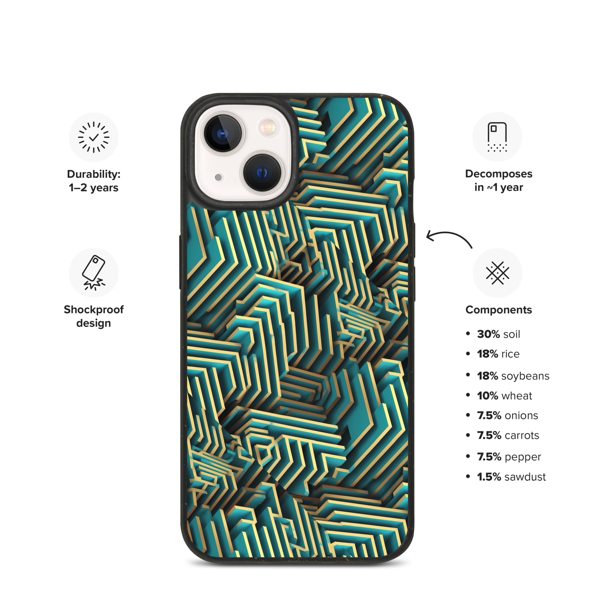 3D Maze Illusion | 3D Patterns | Speckled Case for iPhone - #5