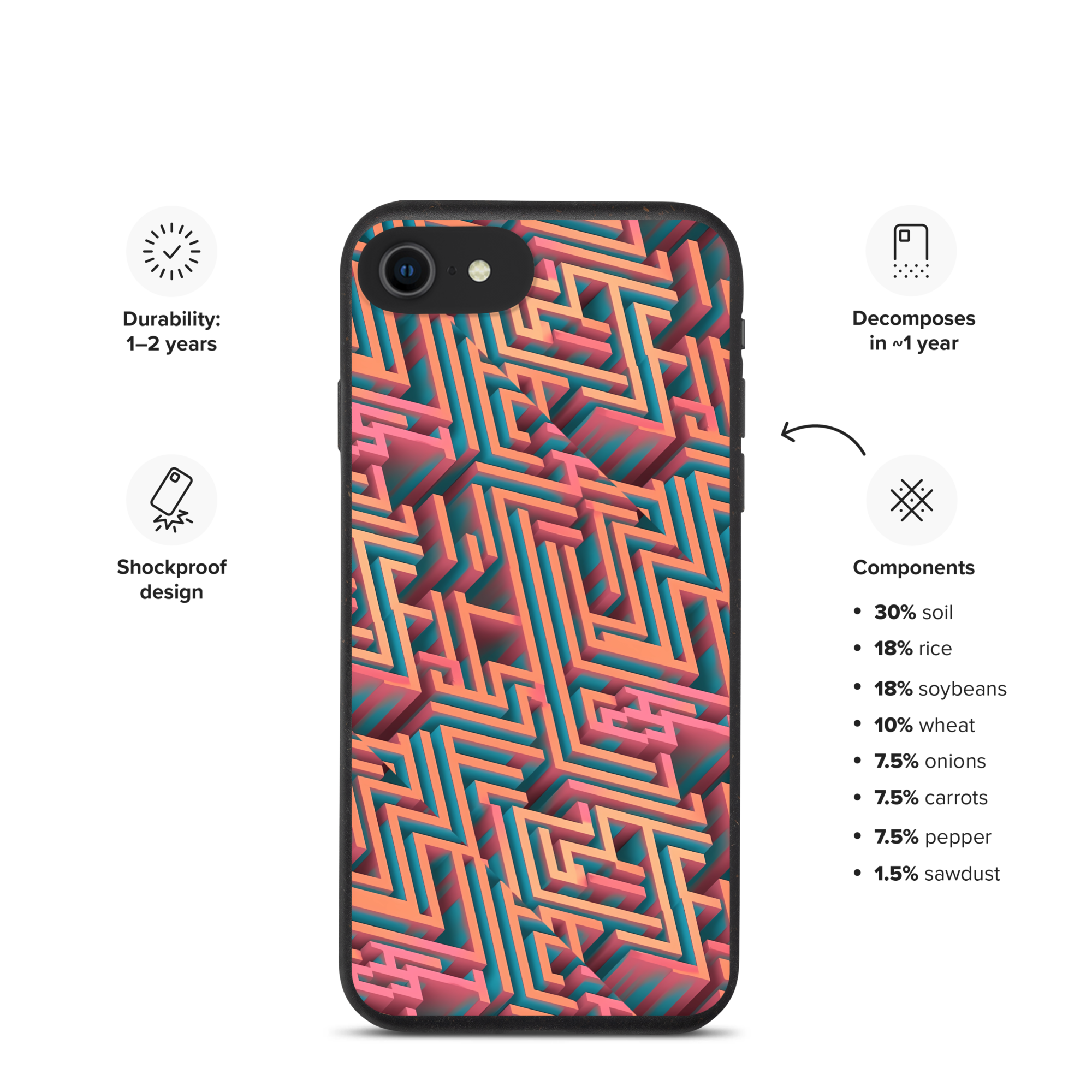 3D Maze Illusion | 3D Patterns | Speckled Case for iPhone - #1