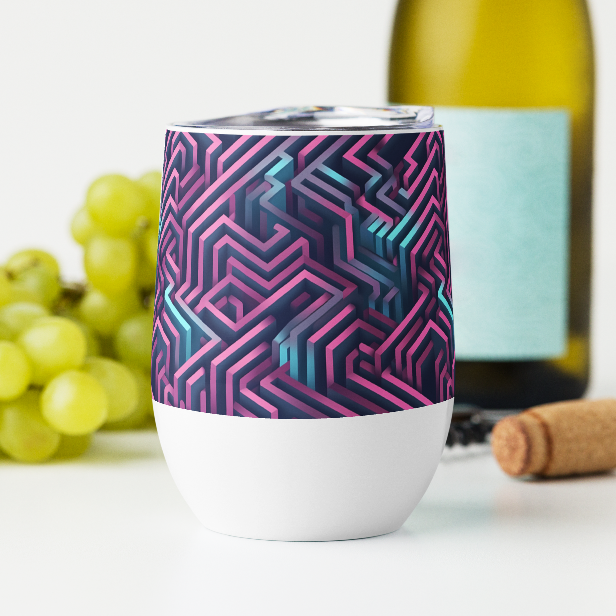 3D Maze Illusion | 3D Patterns | Wine Tumbler - #4