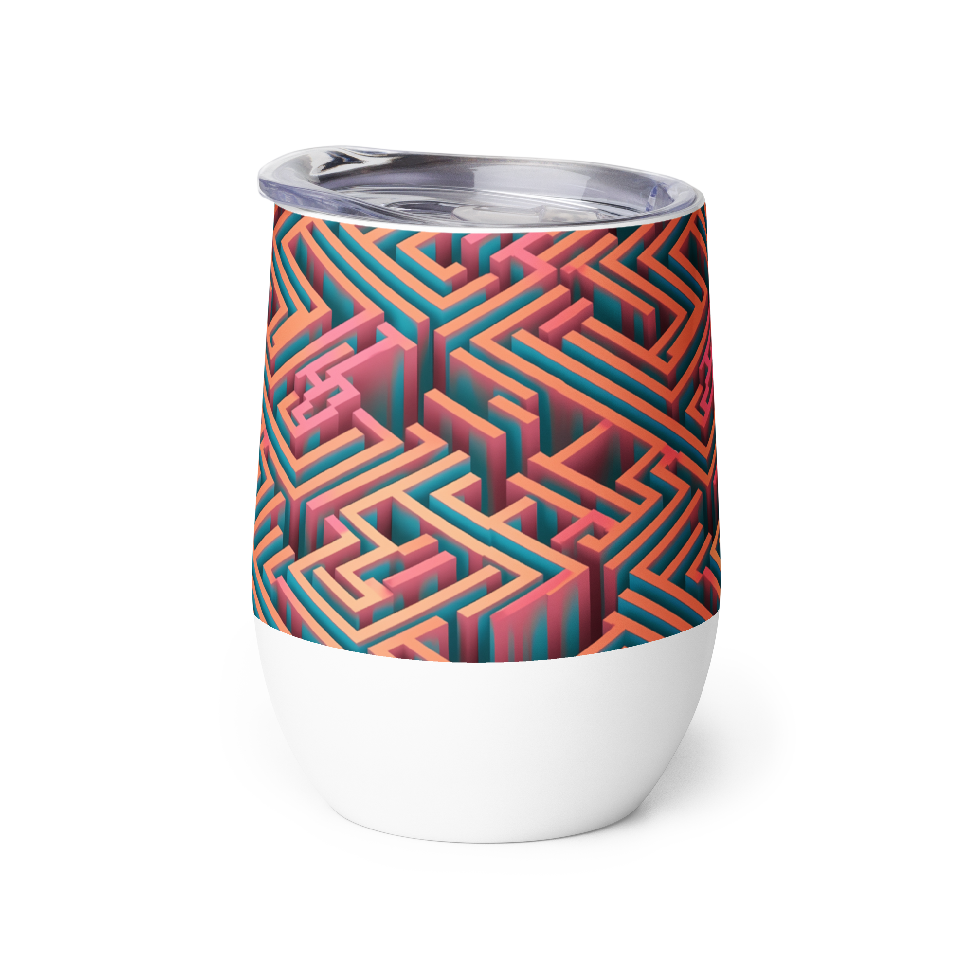 3D Maze Illusion | 3D Patterns | Wine Tumbler - #1