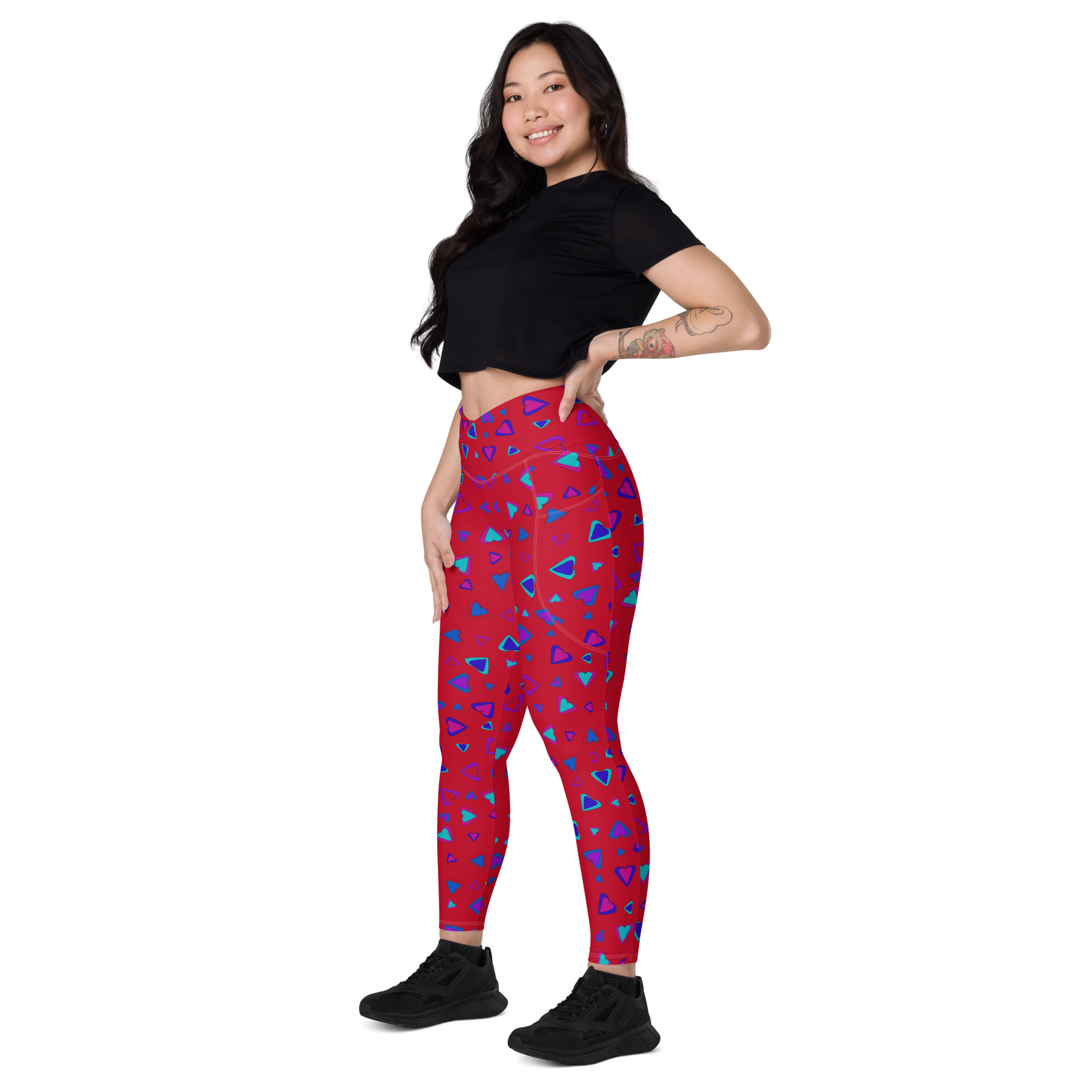 Rainbow Of Hearts | Batch 01 | Seamless Patterns | All-Over Print Crossover Leggings with Pockets - #1