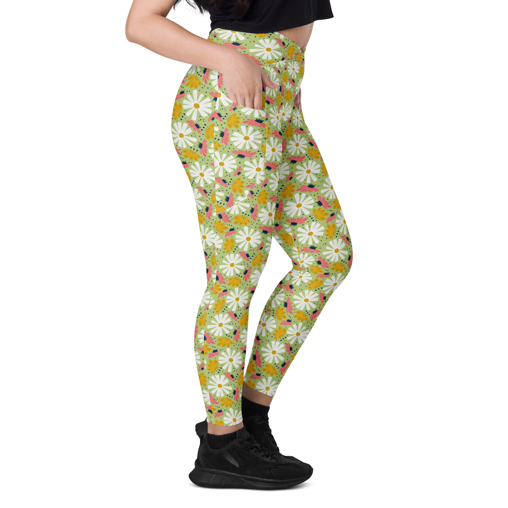 Scandinavian Spring Floral | Seamless Patterns | All-Over Print Crossover Leggings with Pockets - #4