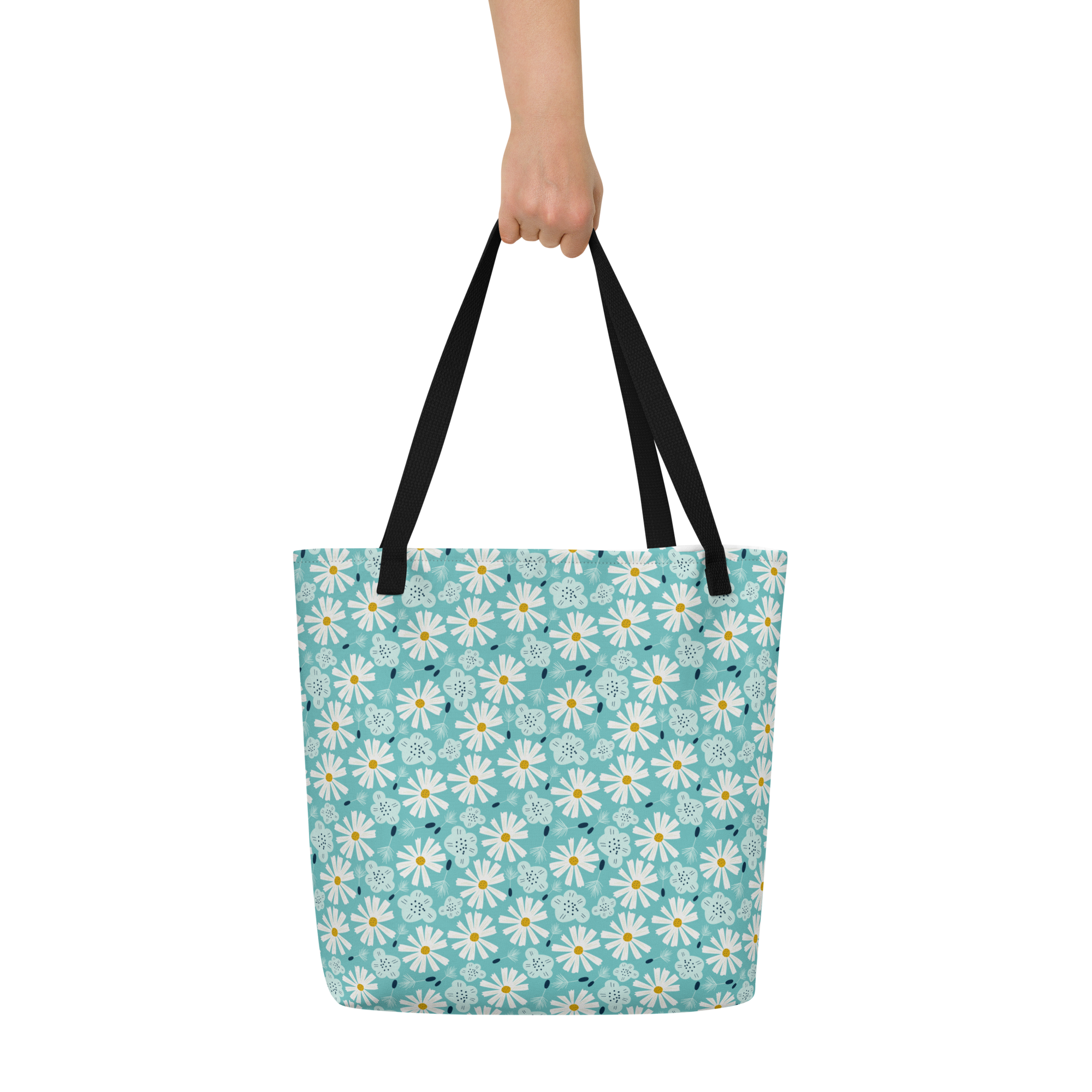 Scandinavian Spring Floral | Seamless Patterns | All-Over Print Large Tote Bag w/ Pocket - #10