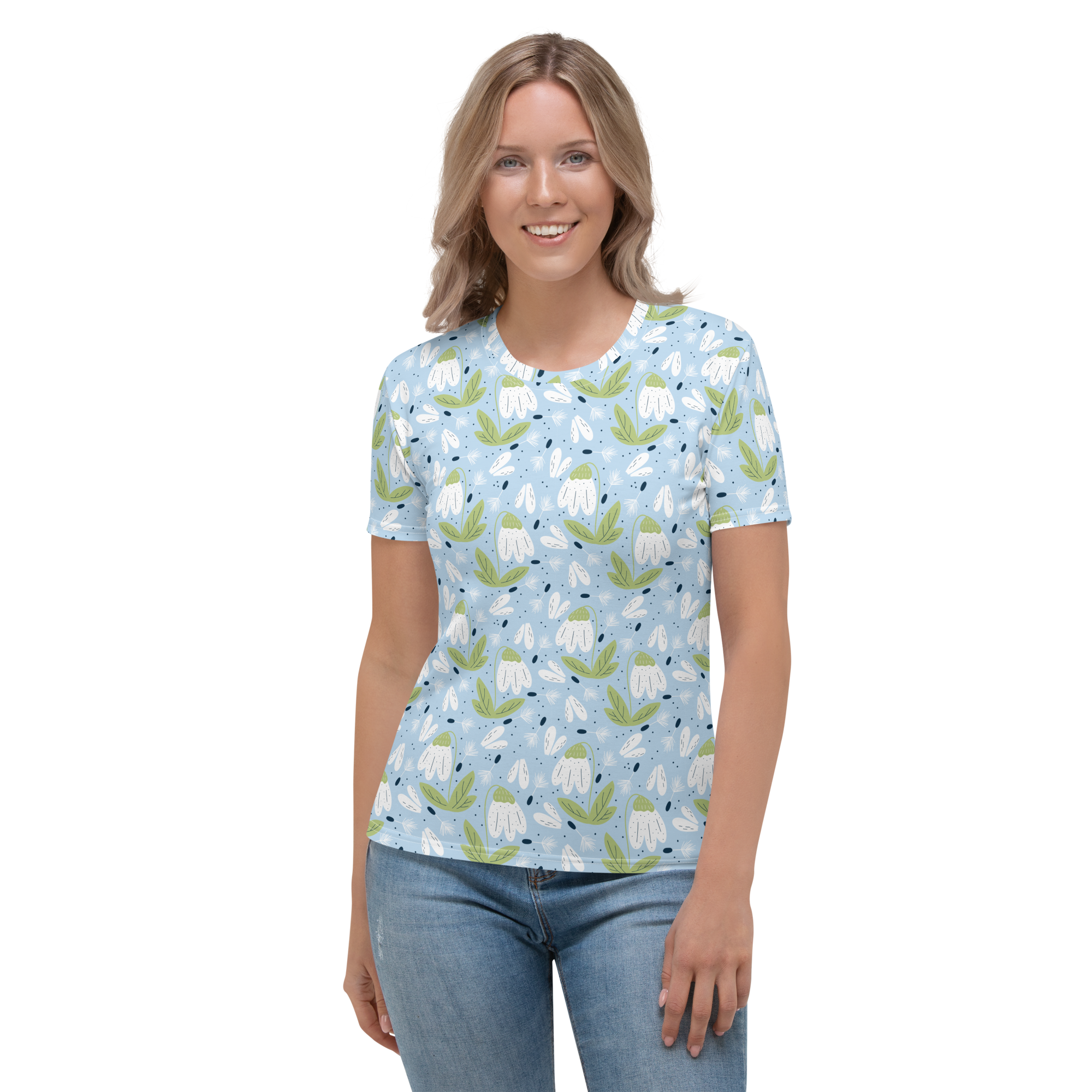 Scandinavian Spring Floral | Seamless Patterns | All-Over Print Women's Crew Neck T-Shirt - #3