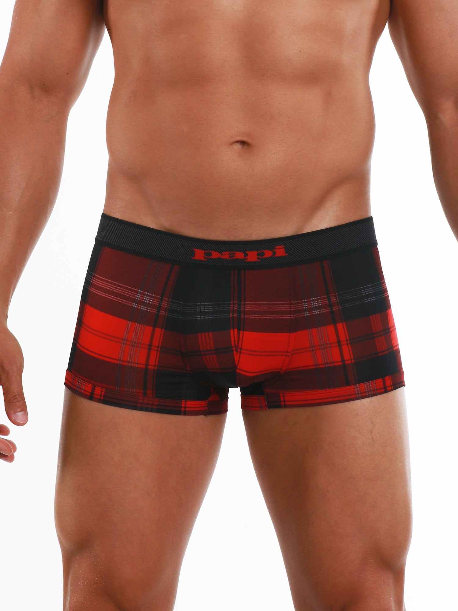 Image of 2-Pack Microflex Plaid Brazilian Trunk | Black/Red