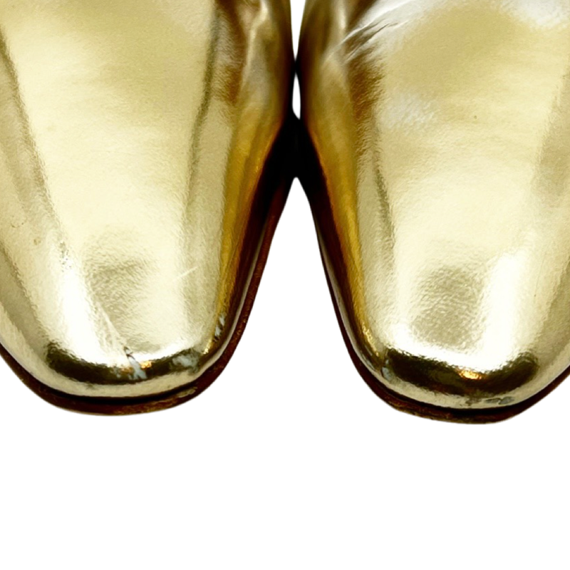 prada gold pumps