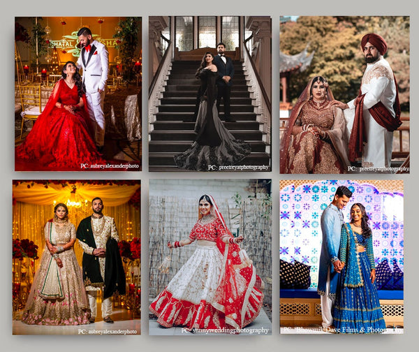 Indian Brides in Custom made bridal lehenga and wedding gown
