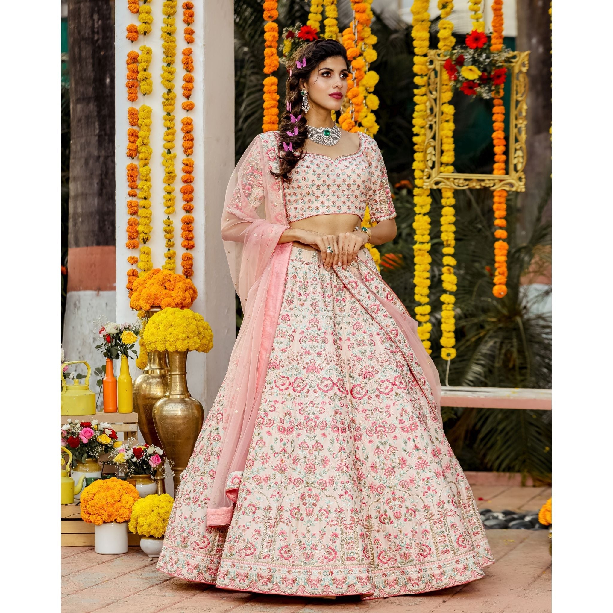 Net embellished designer Lehenga | Bridal Wedding Outfit