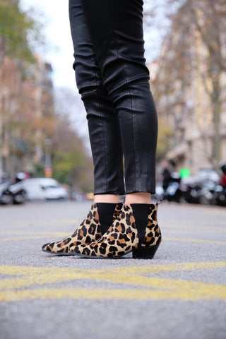 Botines para gemelos anchos estampado de leopardo