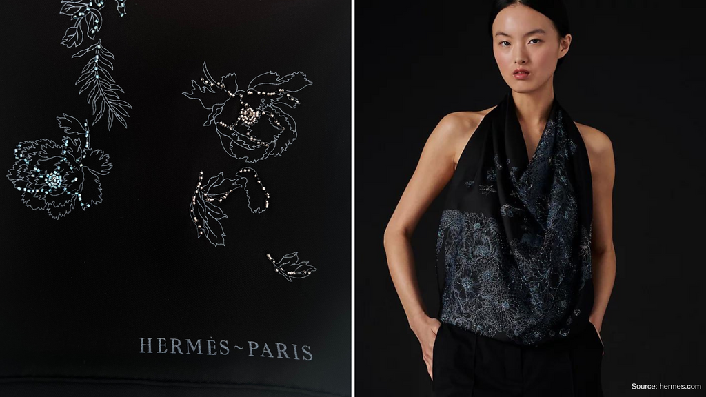 Hermès Robe Legere Embroidered Scarf | FoundFashion