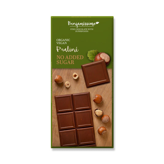 שוקולד 53% אורגני טבעוני ללא תוספת סוכר - פרלין אגוזי לוז | בנג׳מיסימו - Benjamissimo - פריקפוא