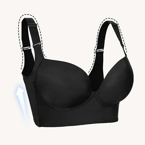 saVgu Woobilly Deep Cup Bra Hide Back Fat,Back Fat Smoothing Bra,Bra That Hides  Back and Side Fat,Push up Bra (Color : Black+Skin Tone, Size : 34/A75) :  : Clothing, Shoes & Accessories