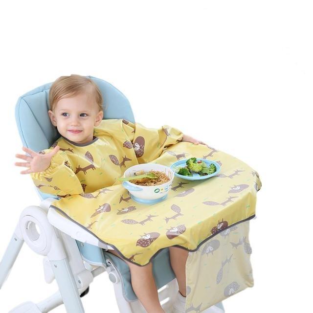 H Manches longues - Bavoir avec couverture de table pour bébé nouveau  né,Robe imperméable pour protéger même