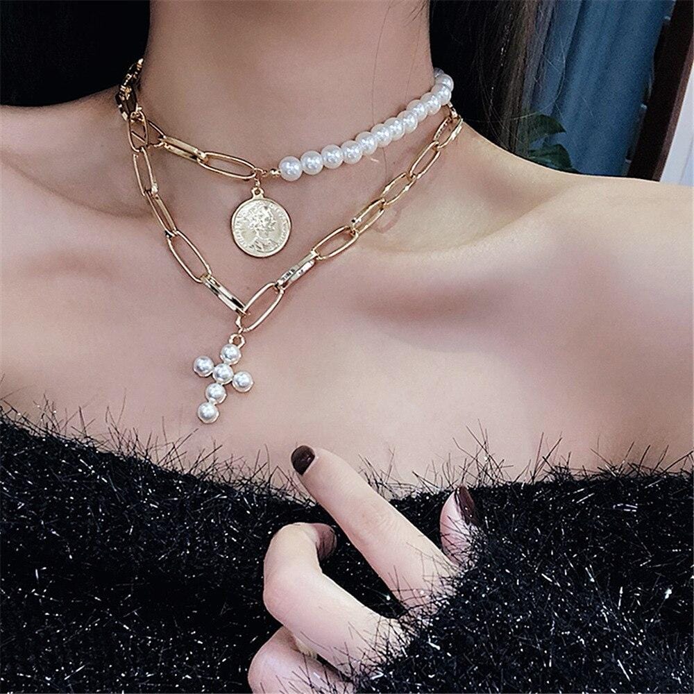 Elegant White Imitation Pearl Choker Necklace Big Round Pearl Wedding  Necklace for Women Charm Fashion Jewelry