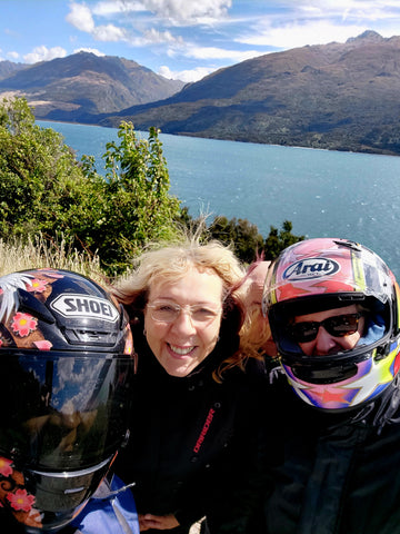 Ladies motorcycling at lake Wanaka