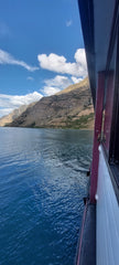 Steamboat looking across water to mountain Queenstown