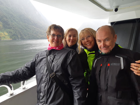 Four of the five Muskateers on the ferry in Milford Sound
