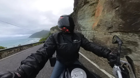 motorbike rock wall beach
