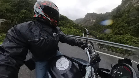 motorbike riding in the rain