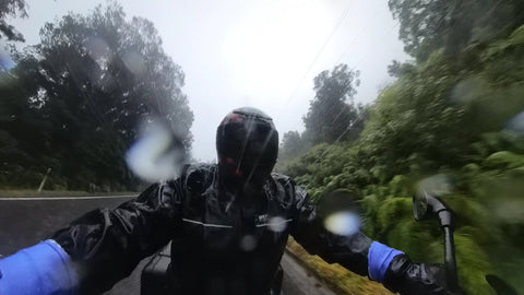 Motorcycle in rain