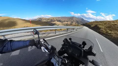 Hills and road on motorbike