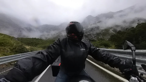 Milford sound on a motorbike