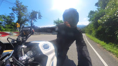 motorcycle rider in curve