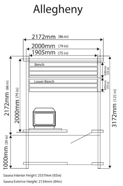 Almost Heaven Allegheny Sauna Layout