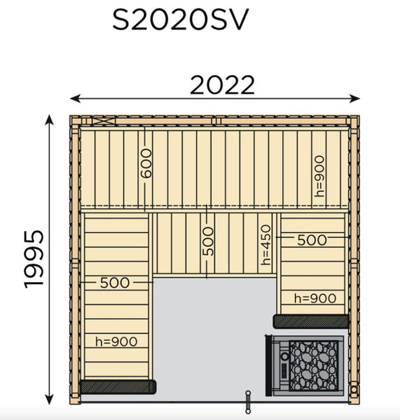 Almost Heaven Nordic Sauna Layout