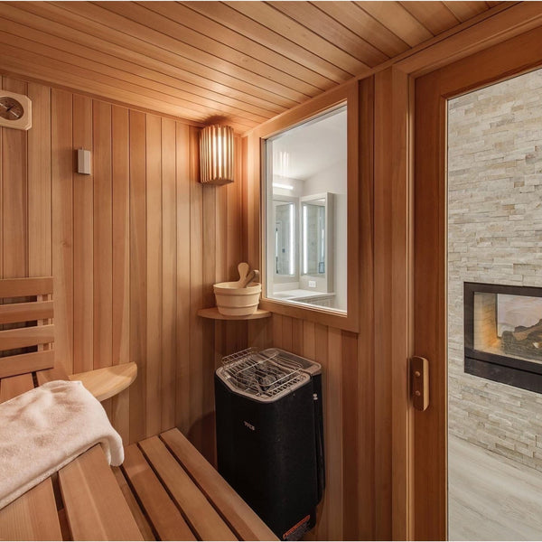 Finnish Sauna Builders 7' x 7' x 7' Pre-Built Outdoor Sauna Kit with C