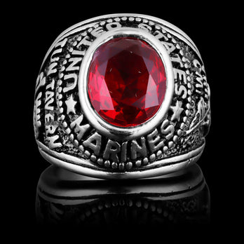 Biker Jewelry Shop-United States Military Red Stone Army Ring 8 Size-8