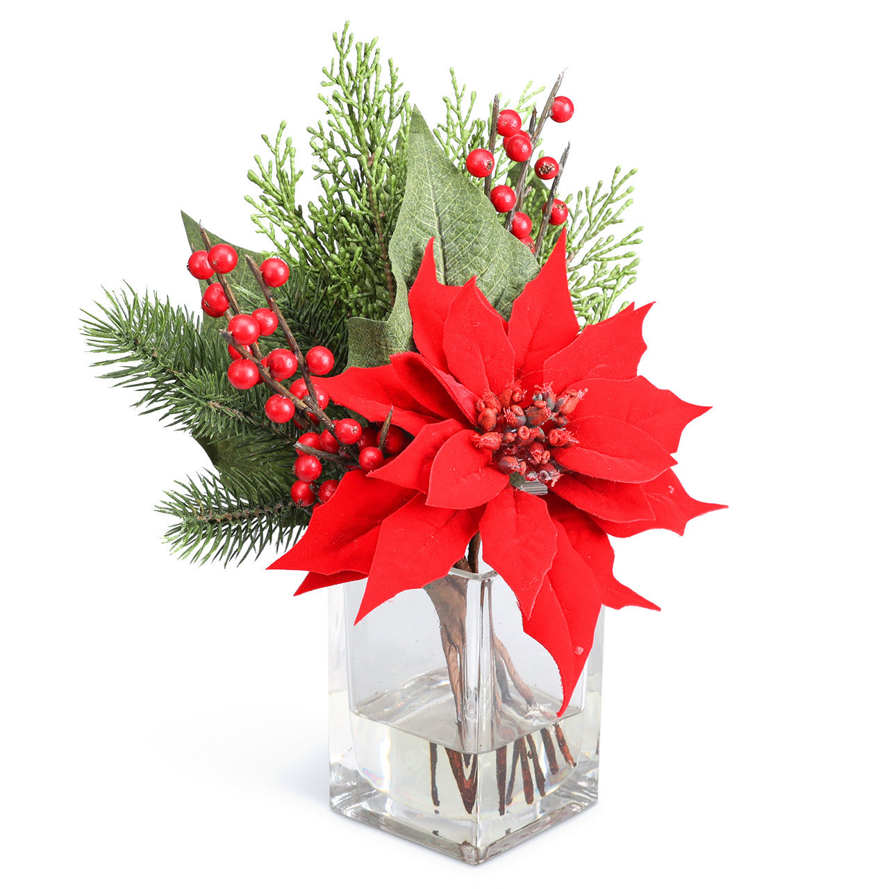 Poinsettia & Pine Arrangement