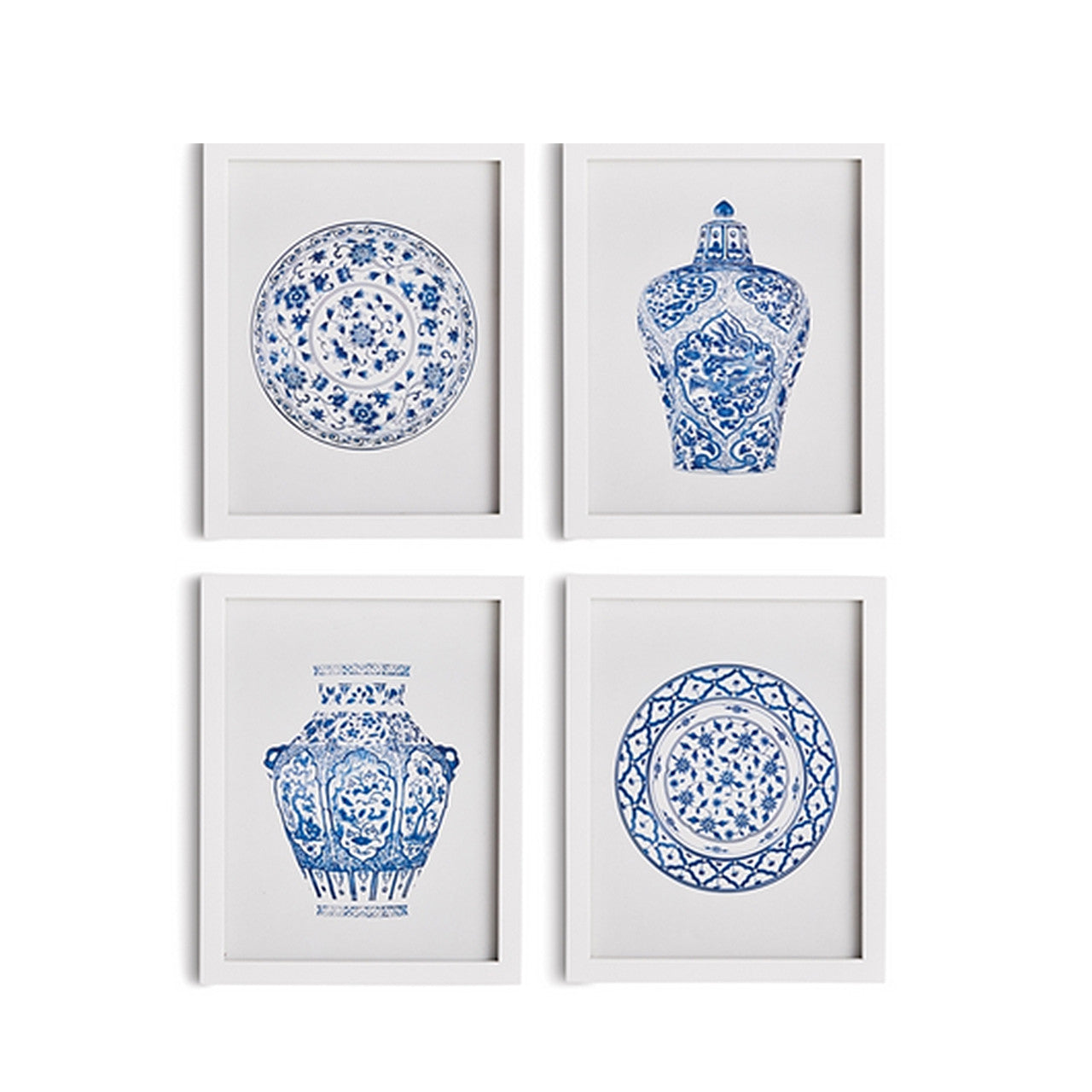 Blue and White Petite Prints (Set of 4)