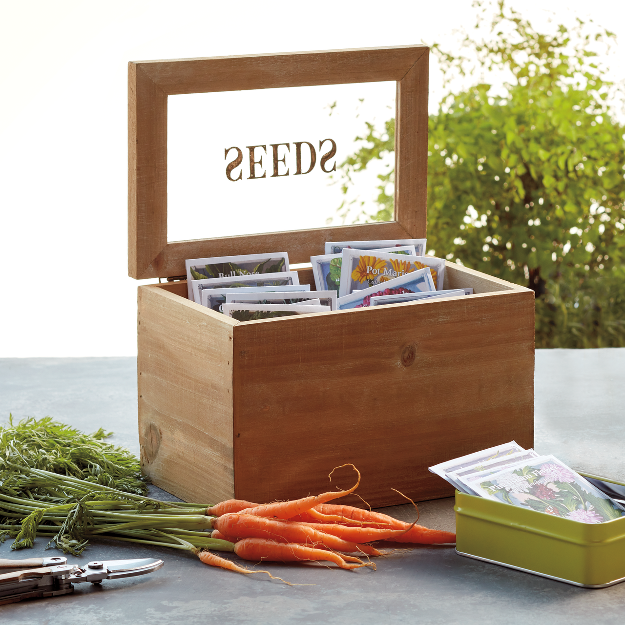 Seed Packet Box with Heirloom Vegetable Seeds