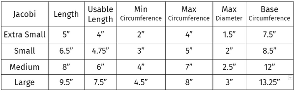 Jacobi Size Chart