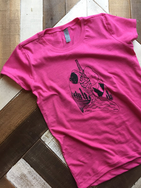 Idaho Mountain Ranges T-shirt, screen printed with eco-friendly waterbased  inks, adult sizes