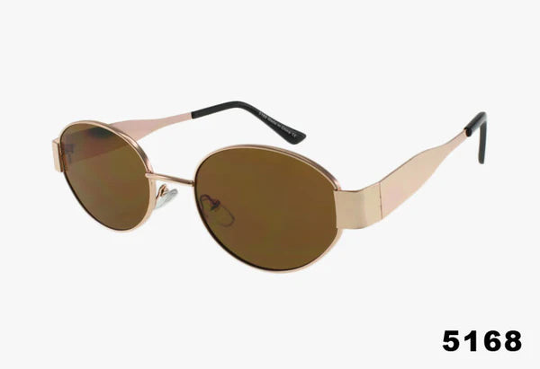5168 - Designer Inspired Wholesale Oval Metal Fashion Sunglasses