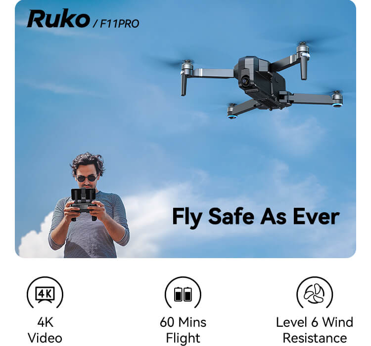Ruko F11 Pro Dron con cámara para adultos, cámara 4K UHD video en vivo, 60  minutos de tiempo de vuelo con GPS, regreso a casa automático, motor sin