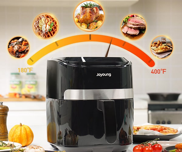 JOYOUNG Freidora de aire de 5.8 cuartos de galón de doble cesta desmontable  Freidora de aire 1700 W 13 en 1 Presets Airfryer One Touch LED Pantalla