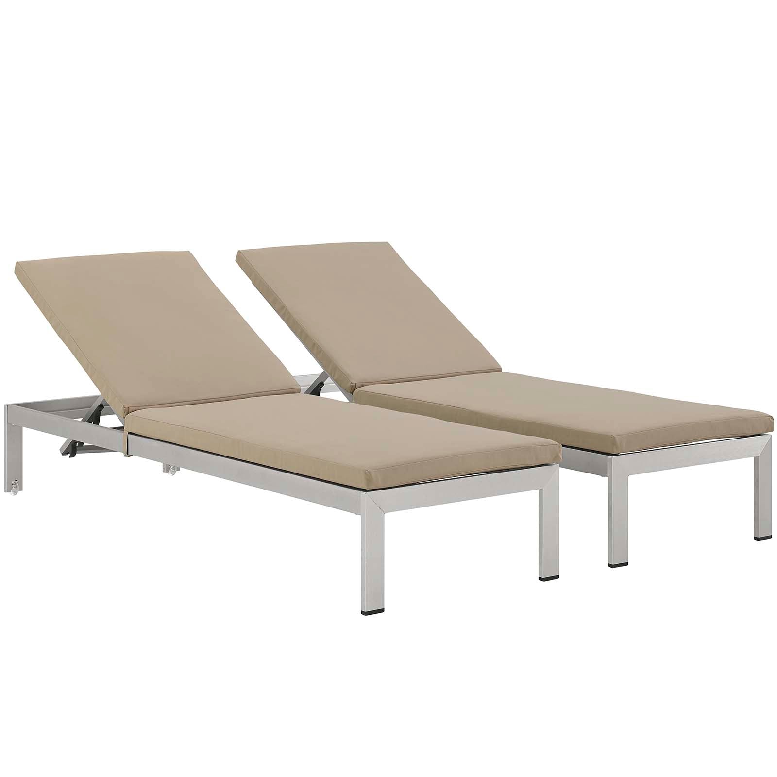 shore outdoor patio aluminum chaise with cushions