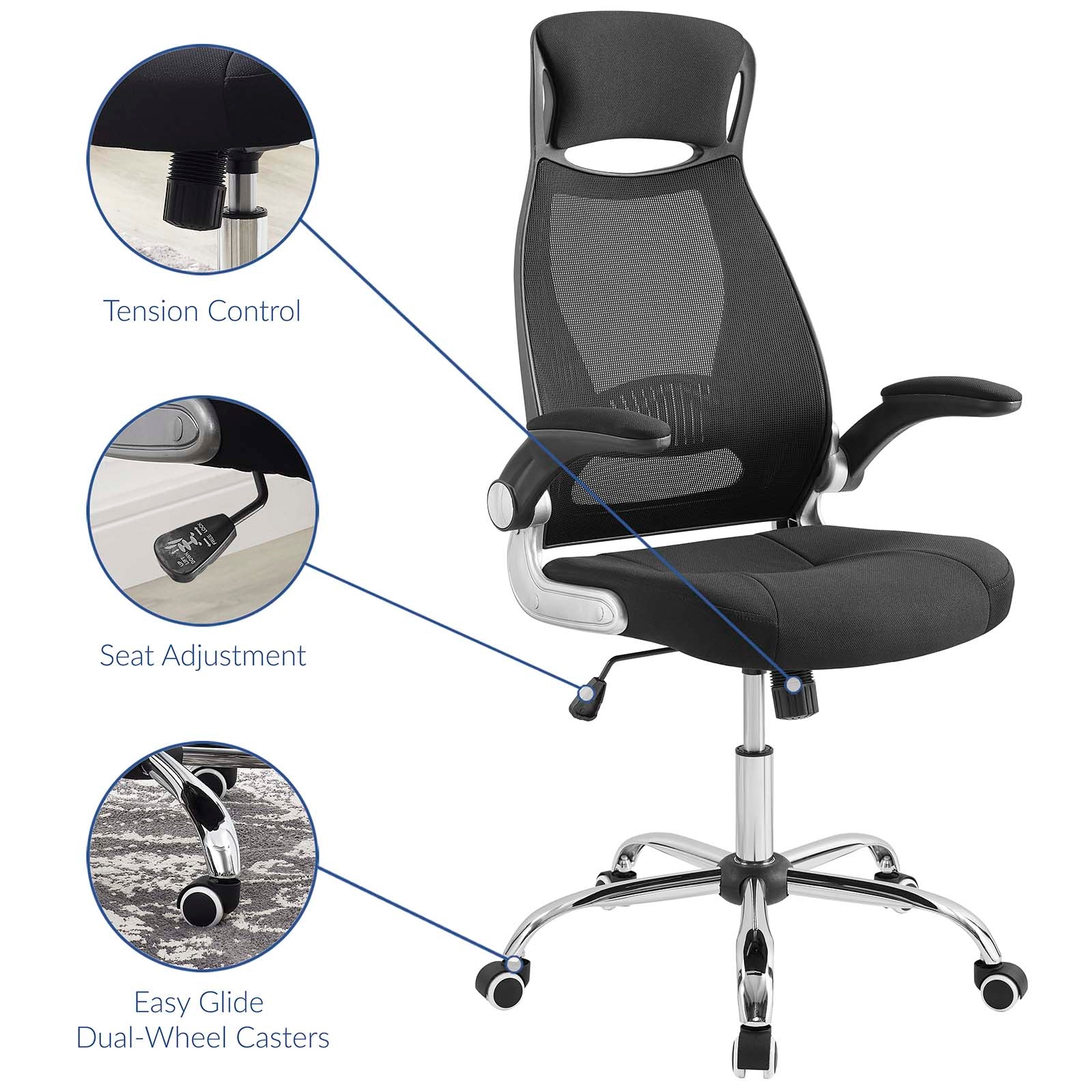 modway expedite highback office chair in black