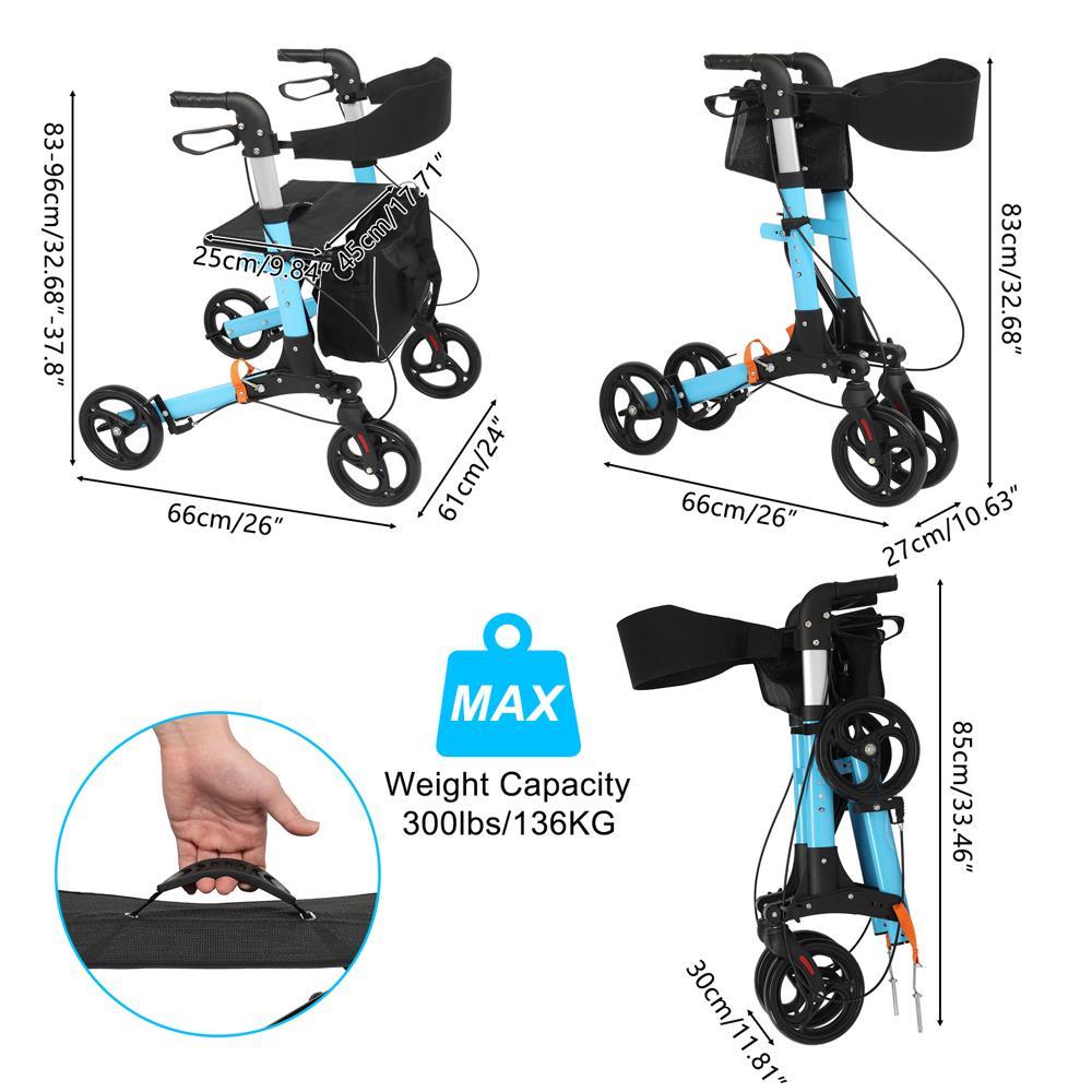 Foldable Senior Rolling Walker With Seat And Wheels - TOOLSVERSE